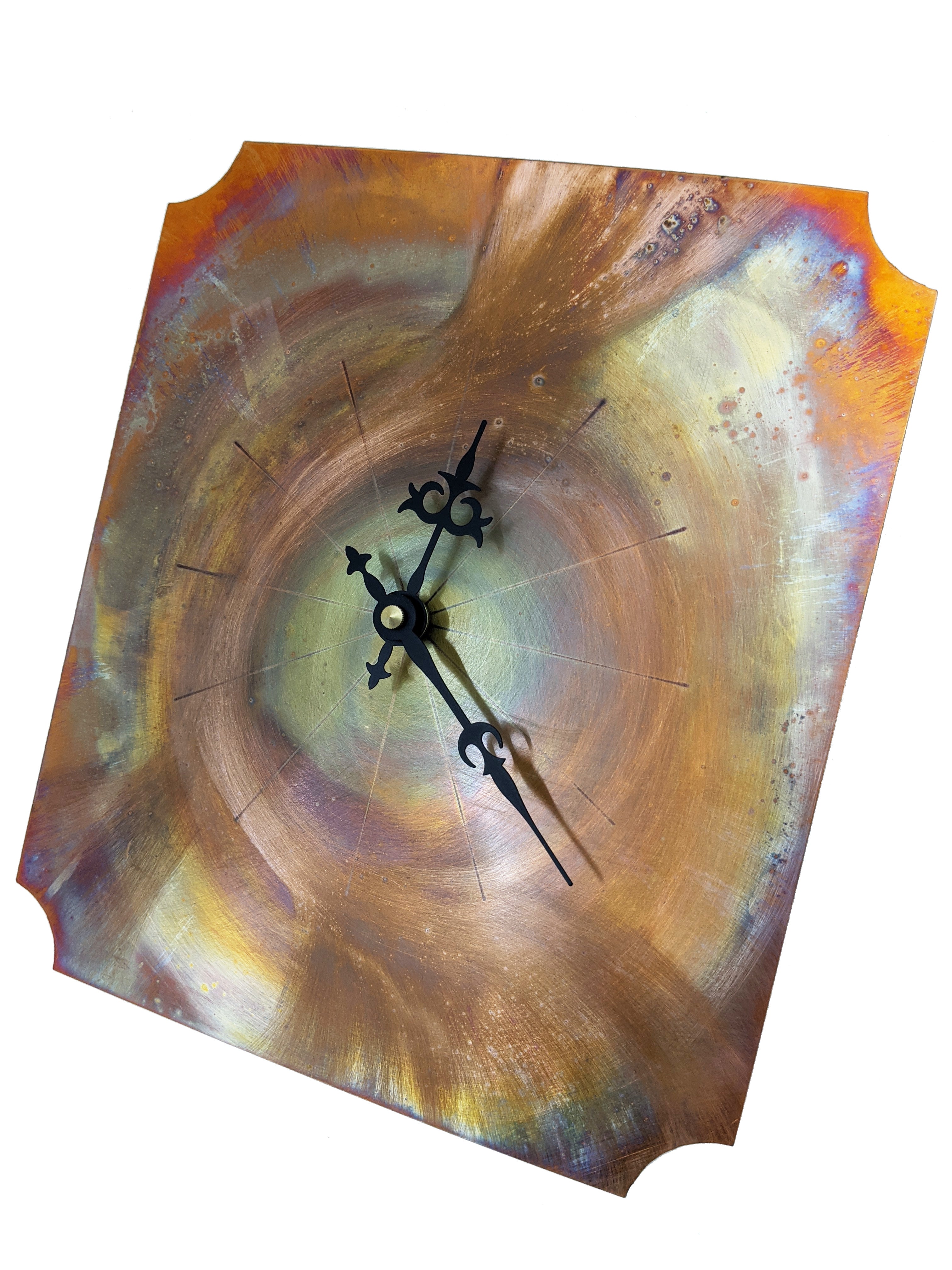 Celestial Wall Clock, Iridescent Rose Gold Wall Art