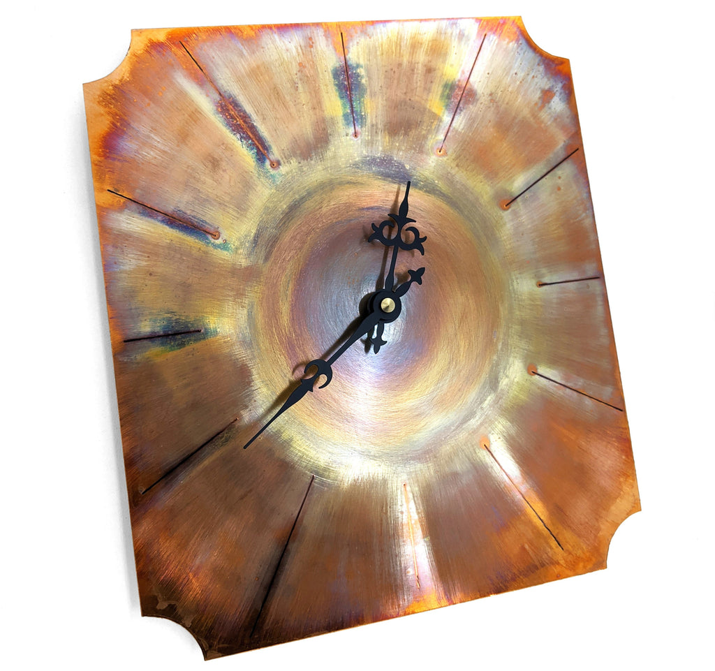 Copper Wall Clock, Art Deco Style, Autumnal Wall Art