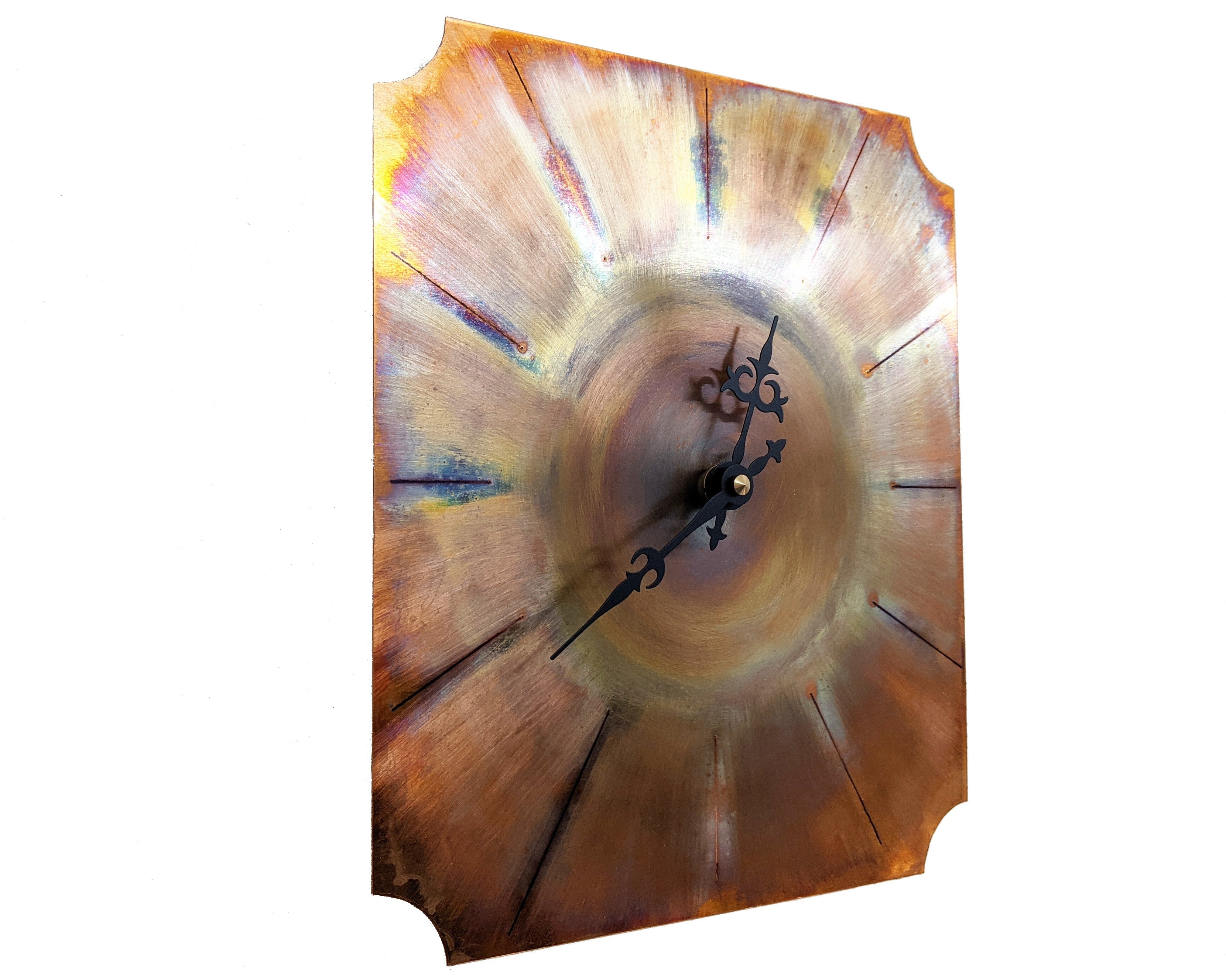 Copper Wall Clock, Art Deco Style, Autumnal Wall Art