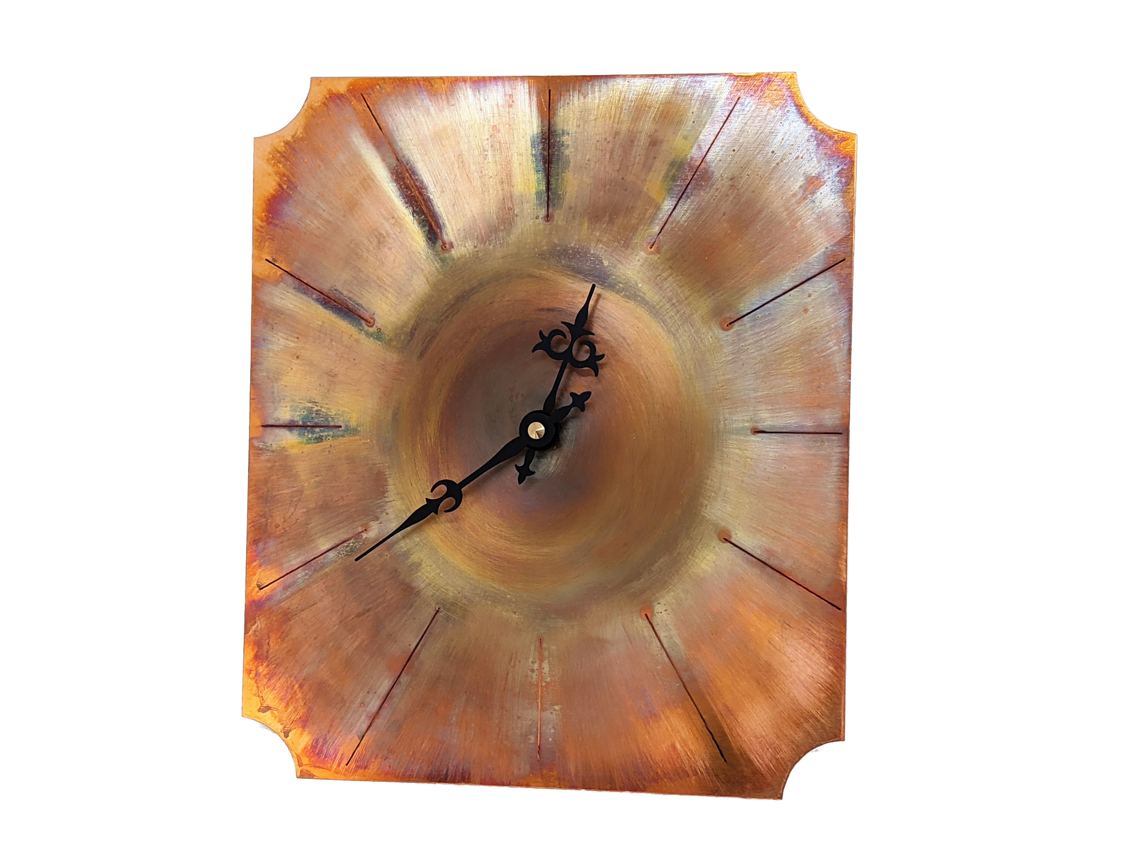 Copper Wall Clock, Art Deco Style, Autumnal Wall Art