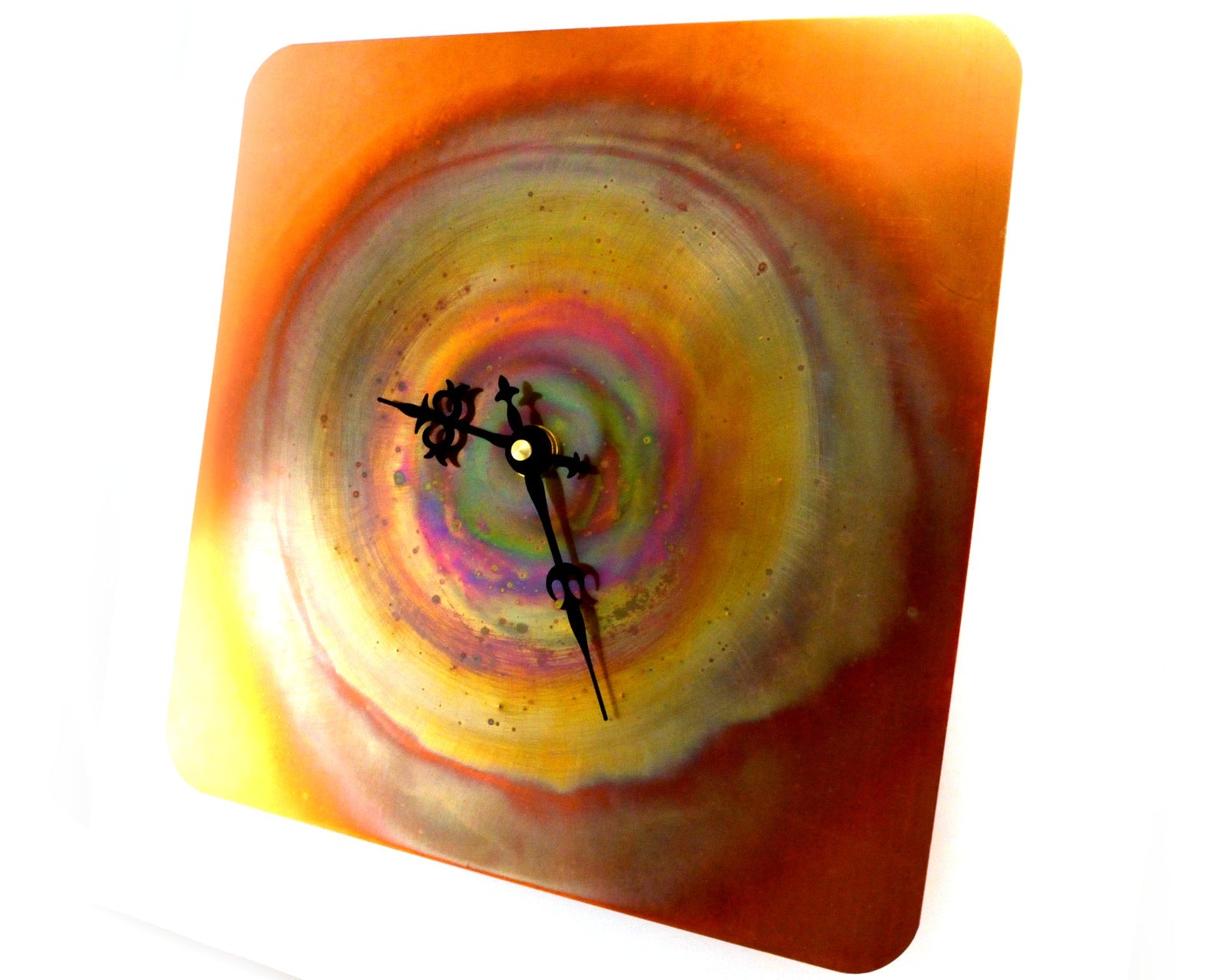 Copper Wall Clock, Colourful Wall Art, Rose Gold Home Decor