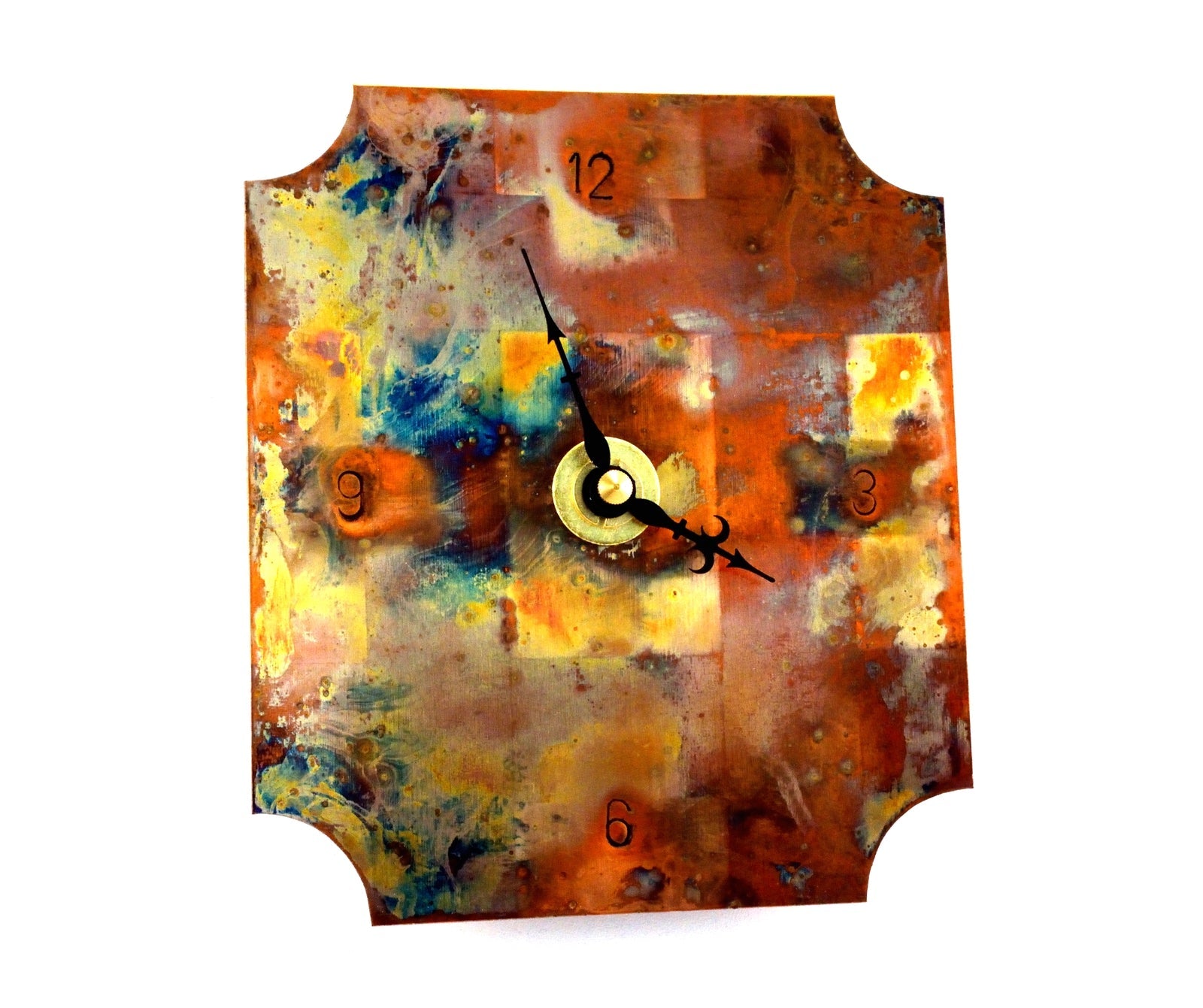 Small Wall Clock, Distressed Copper Wall Decor
