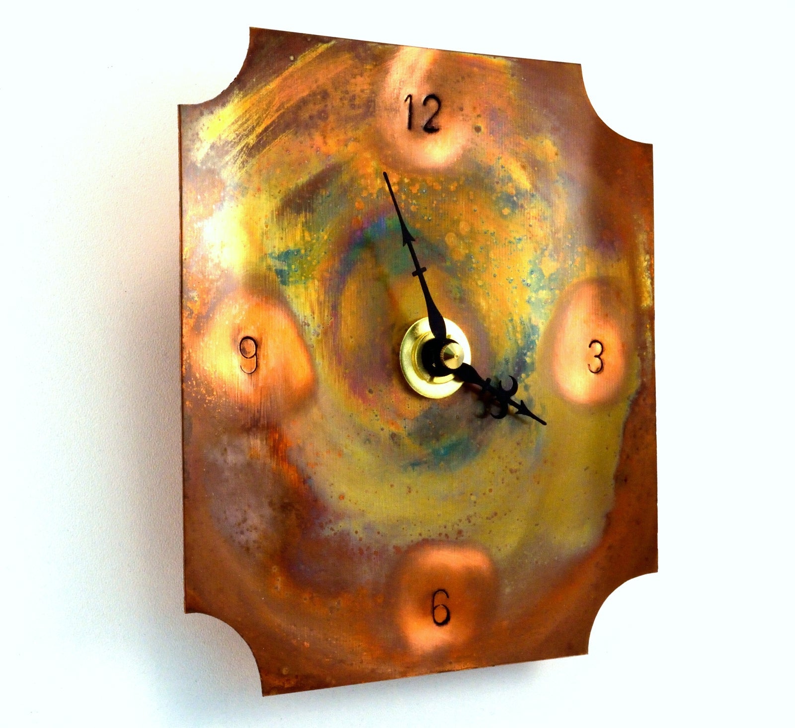 Small Wall Clock, Distressed Copper Wall Decor