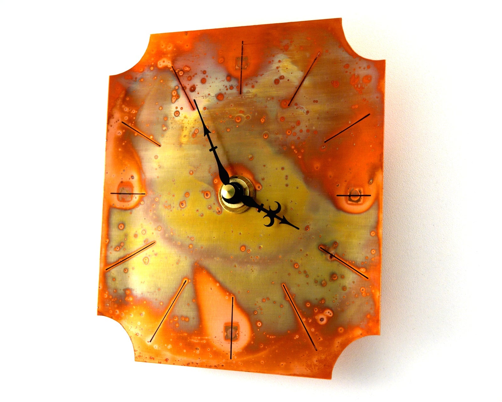 Small Wall Clock, Distressed Copper Wall Decor