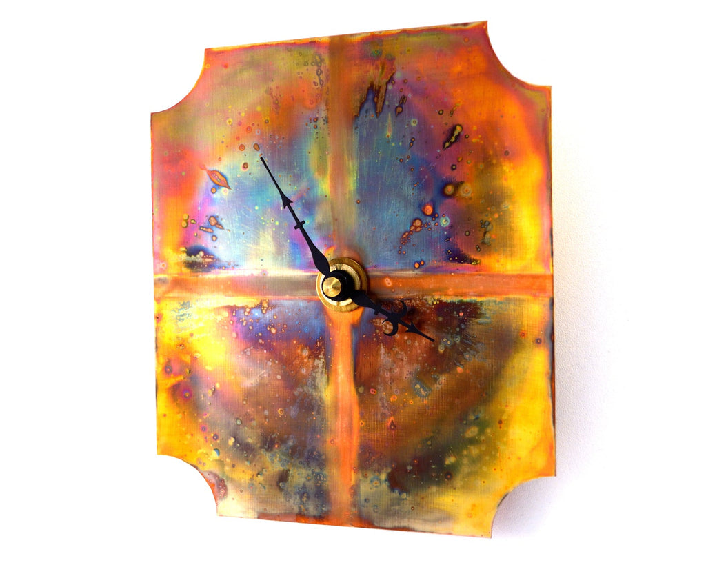 Small Wall Clock, Distressed Copper Wall Decor