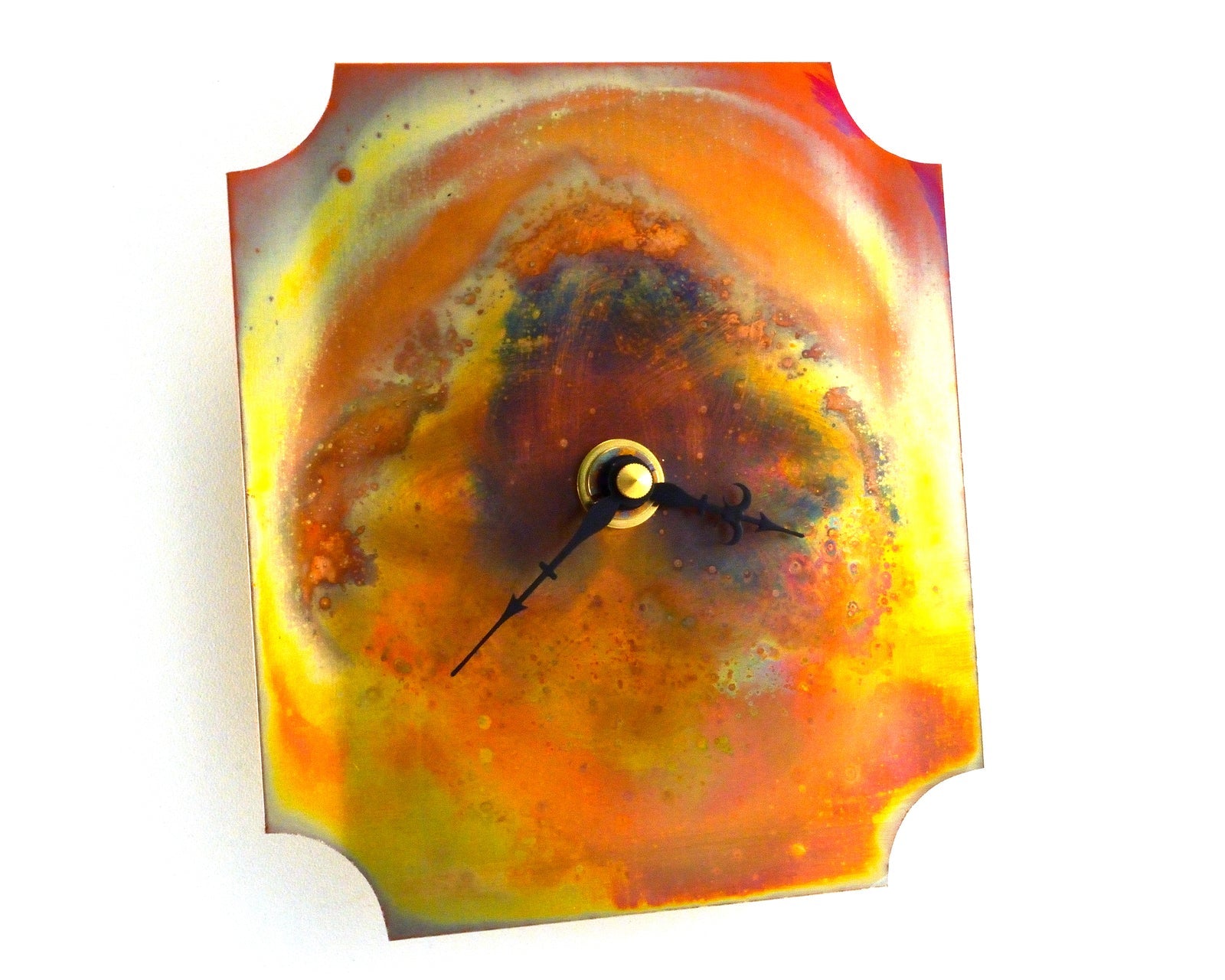 Small Wall Clock, Distressed Copper Wall Decor