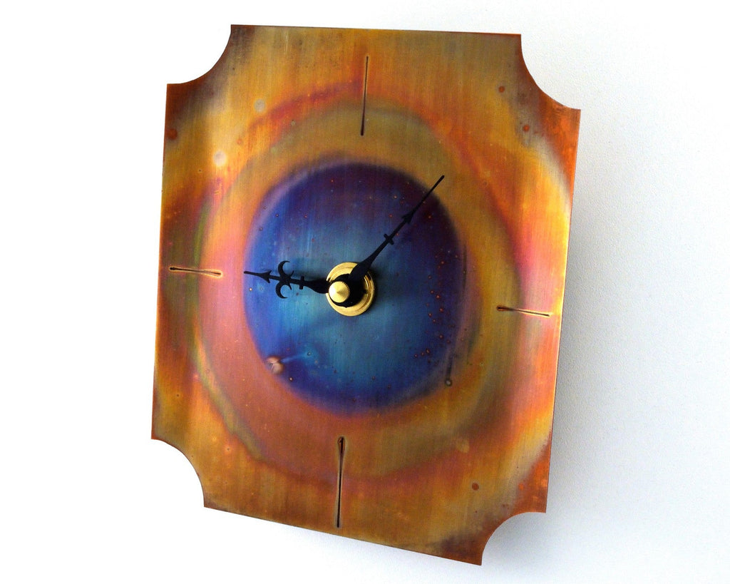 Small Wall Clock, Distressed Copper Wall Decor