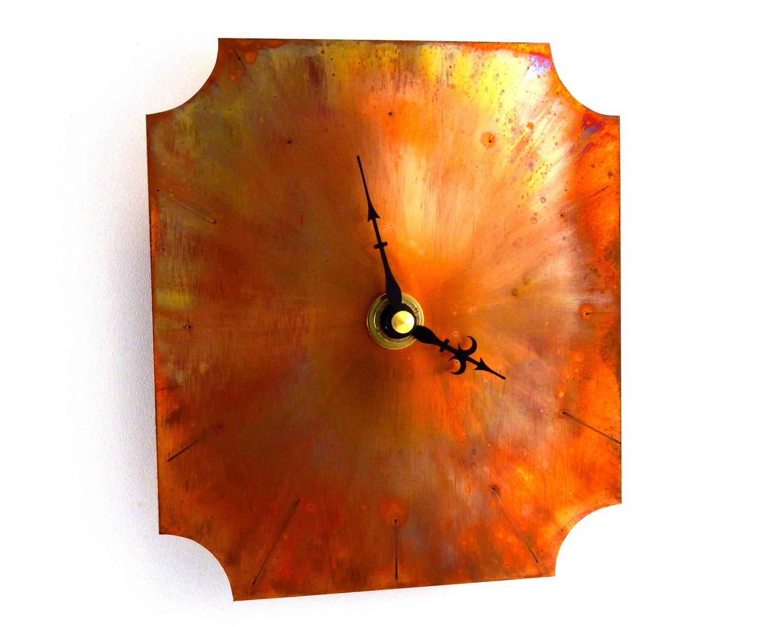 Small Wall Clock, Distressed Copper Wall Decor