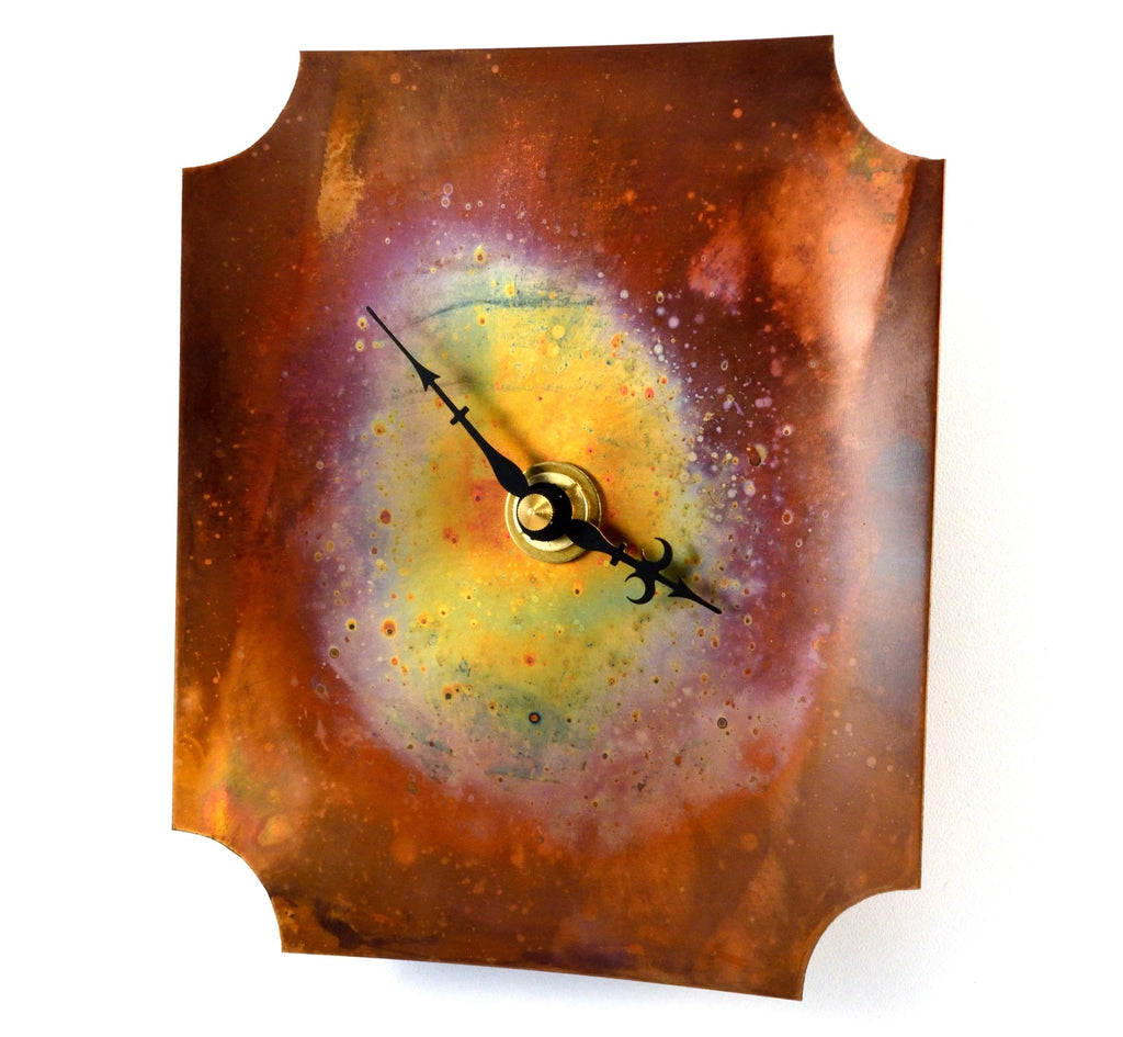 Small Wall Clock, Distressed Copper Wall Decor