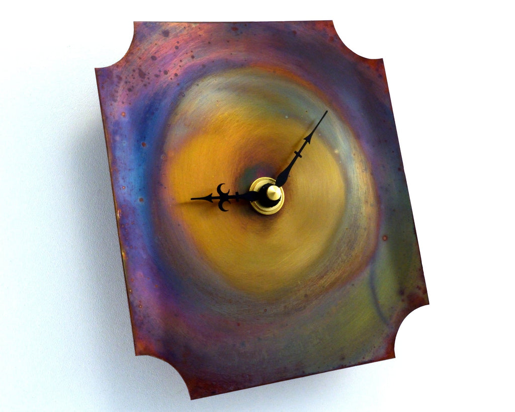 Small Wall Clock, Distressed Copper Wall Decor
